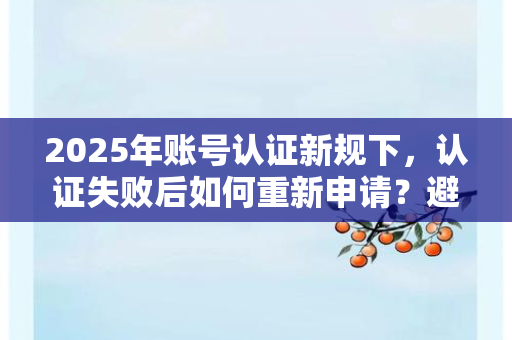 认证失败后如何重新申请？2025年最新指南：从原因分析到高效通过的全流程攻略